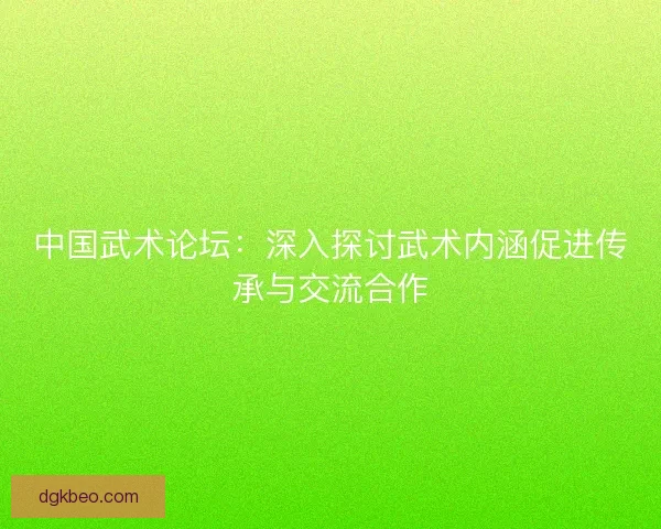 中国武术论坛：深入探讨武术内涵促进传承与交流合作